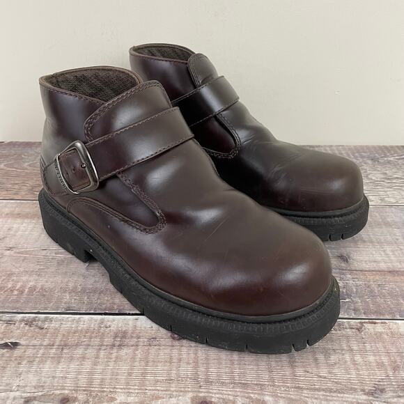 Skechers Boots Men's 10 Vintage Monk Strap 90sY2K Platform SN6909 Brown Leather - Picture 1 of 11